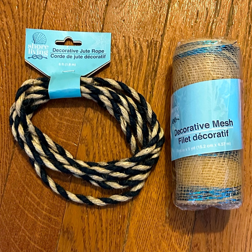 Shore Living 2 Pack Nautical Jute Rope & Decorative Mesh NWT